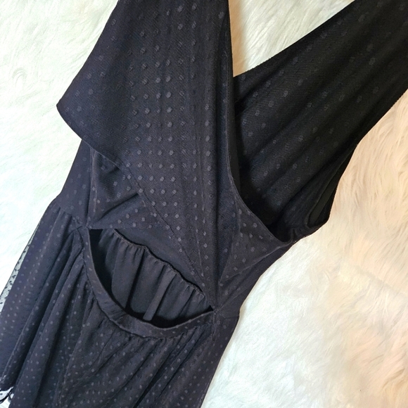 Forever 21 Cross Back Swiss Dot Mesh Overlay Fit and Flare Dress - Picture 4 of 5